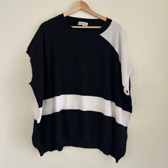 Neiman Marcus Cashmere Sleeveless Shirt Black White SZ3X Knit Classic Luxury - Picture 4 of 10